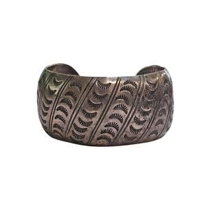 Vintage Diné (Navajo) Sterling Silver Cuff Bracelet by Wilbur Tracy